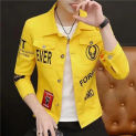 Spring Autumn Luxury Designer High Quality Men's Casual Jeans Coat Korean Style Clothes Young Slim Fit Yellow Denim Jacket  Male