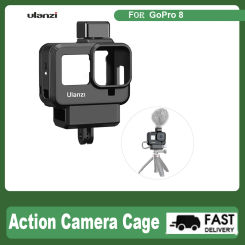 Action Camera Cage Protection Frame with Microphone Cold Shoe Mount Len Filter Adapter for GoPro 8-3C NEX-3N NEX-5 NEX-5C NEX-5N