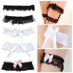 Cosplay Bowknot Lace Bride Belt Leg Ring Strap Garter Bridal Leg Garter Thigh Ring Lolita Elastic Choker  Bondage Sexy Lingerie