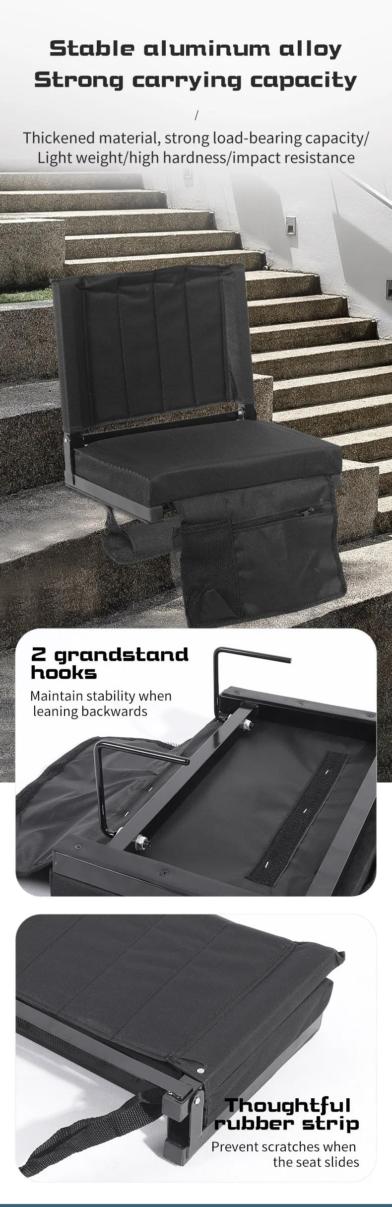 Description Picture 6 of itemIN STOCK Outdoor Stadium Stand Portable Folding Camping Backrest Foldable Watching Chair