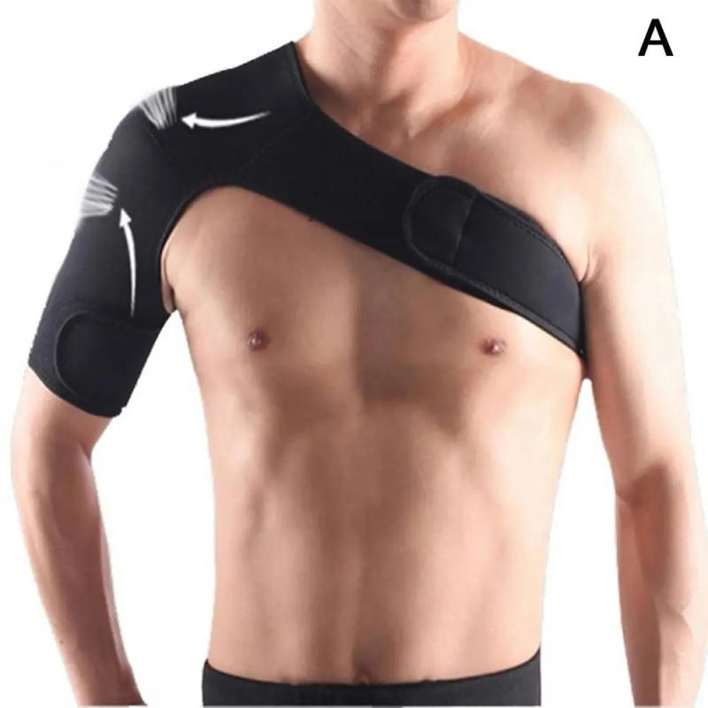 Description Picture 2 of itemAdjustable Gym Sports Care Single Shoulder Support Back Brace Guard Strap Wrap Belt Band Pads Black Bandage Men & Women