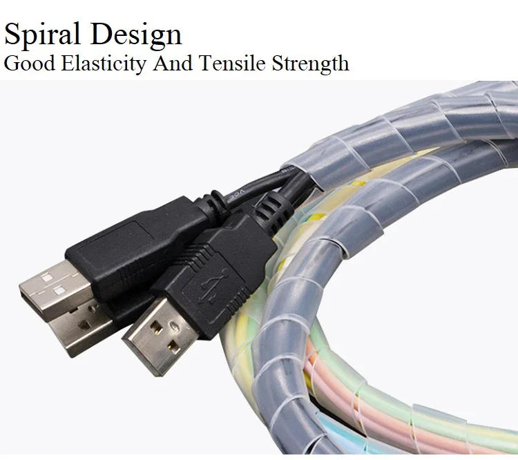 Description Picture 6 of itemCable Sleeve Winding Pipe Spiral Wrapping Transparent/Black Wire Organizer Sheath Tube 4-30MM Plastic Tape Management Protector