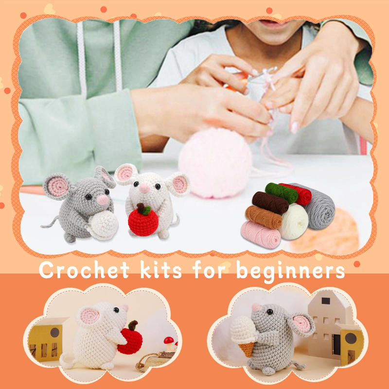 Description Picture 6 of itemDIY Craft Mice Crochet Kit for Beginners Adults Learn to Crochet Kit With Step-by-Step Video Tutorials Thread Needles Hook Knit