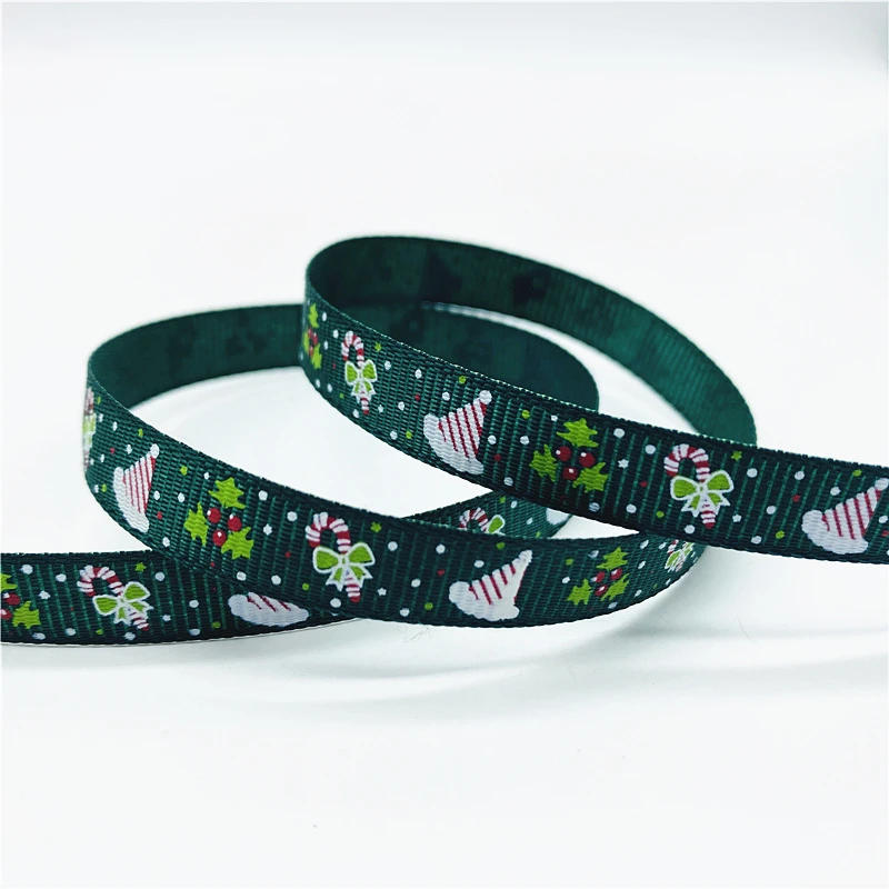 Description Picture 3 of item5yards/Lot 10mm Christmas Ribbon Printed Christmas Grosgrain Ribbon For Handmade Design Christmas Decoration DIY Gift Packing