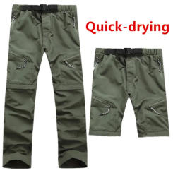 Men's Summer Thin Legs Detachable Hiking Trekking Fishing Camping Climbing Run Cycling UV Proof Trousers Outdoor Elastic Pants