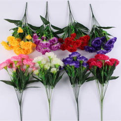10 Head Carnation Artificial Flowers Bouquet Plastic Silk Fake Flowers Simulation Plants Decor For Wedding Garden Window Table