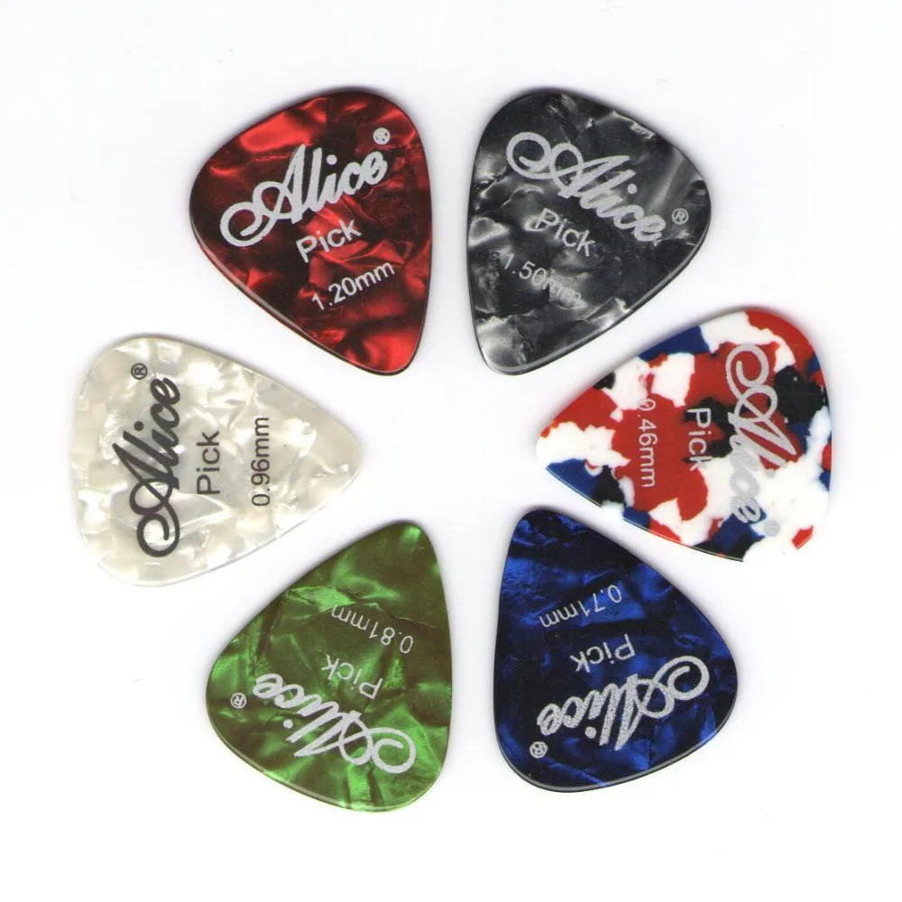 Description Picture 2 of item6Pcs Celluloid Guitar Picks Mediator Thickness 0.46 0.71 0.81 0.96 MM - Color Random Universal For All Guitar