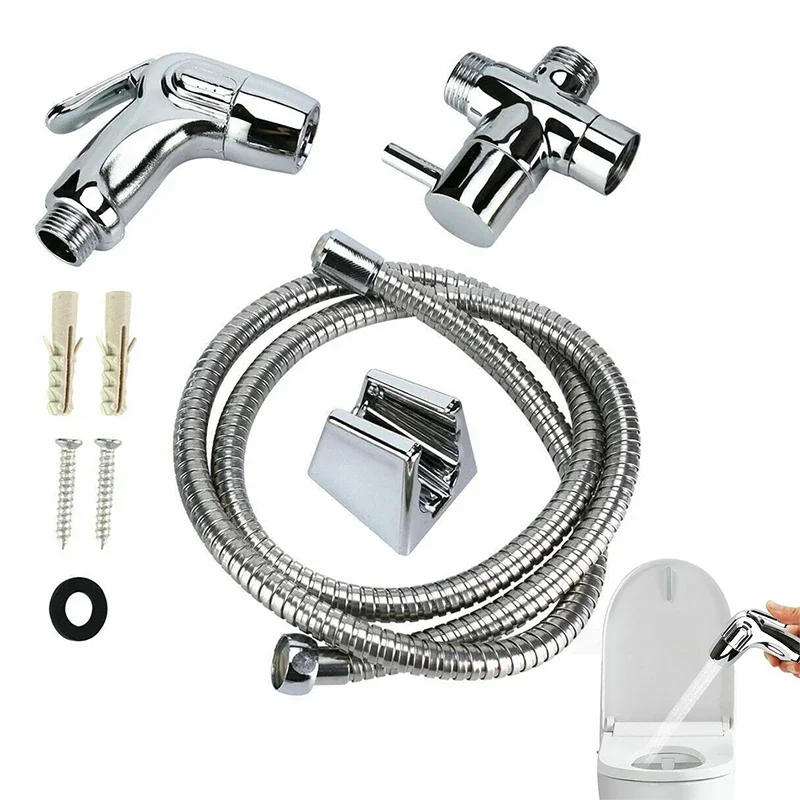Description Picture 3 of itemHandheld Toilet Bidet Sprayer Set Kit Stainless Steel Hand Bidet Faucet Handheld Shower Head Nozzle Hose Set For Bathroom
