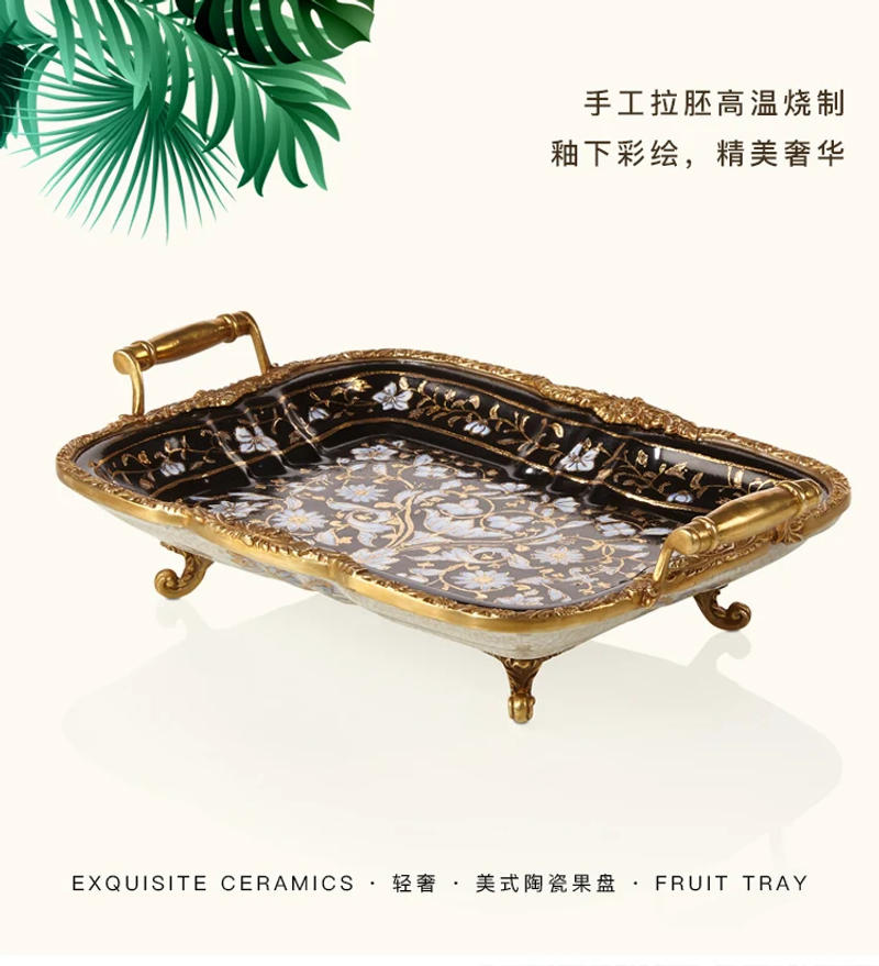 Description Picture 6 of itemShaped Desk Plate Storage Organization Japanese Luxury Plate Beautiful Entrance Charolas Decorativas Room Decoration Accessories