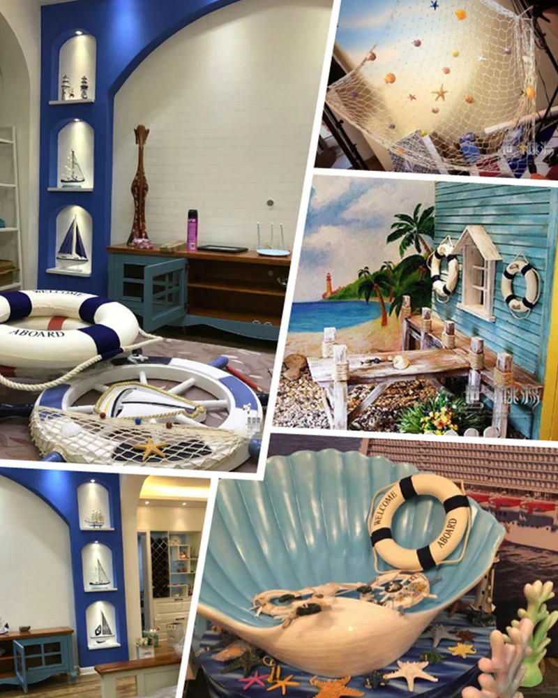 Description Picture 4 of itemFishing Net Wall Hangings Ornament Studio Prop Room Home Decoration Mediter Sea Stickers Marine Over The Garden Crafts Nautical