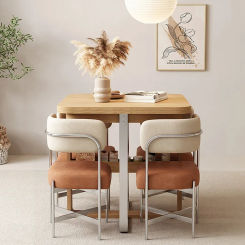 Nordic Modern Simple Home Wood Style Multi-functional Dining Table,Japanese Folding Dining Table and Chair Combination