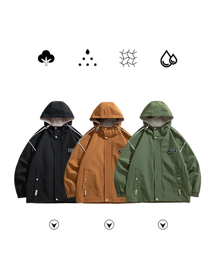 Description Picture 4 of itemEmbroidery Zip Up Hoodies Male Windbreakers Nylon Raincoat for Men 2024 Spring Trench Coats Teckwear Men's Clothing