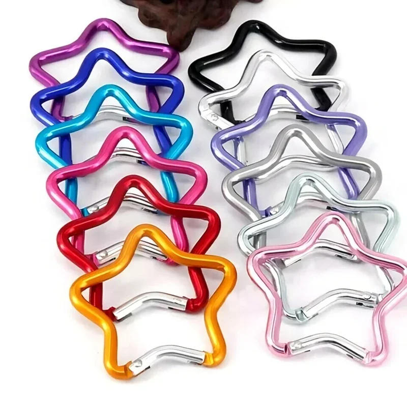 Description Picture 2 of item1Pc Pentagonal Star Shaped Aluminum Alloy Mountain Climbing Buckle Keychain Multifunctional Hook Making Accessories