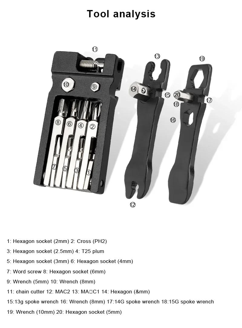 Description Picture 4 of itemRIDERACE Bicycle Hex Spoke Wrench Foldable Multi Function Repair Tool Kit MTB Chain Cutter Mountain Road Cycle Bike Screwdriver