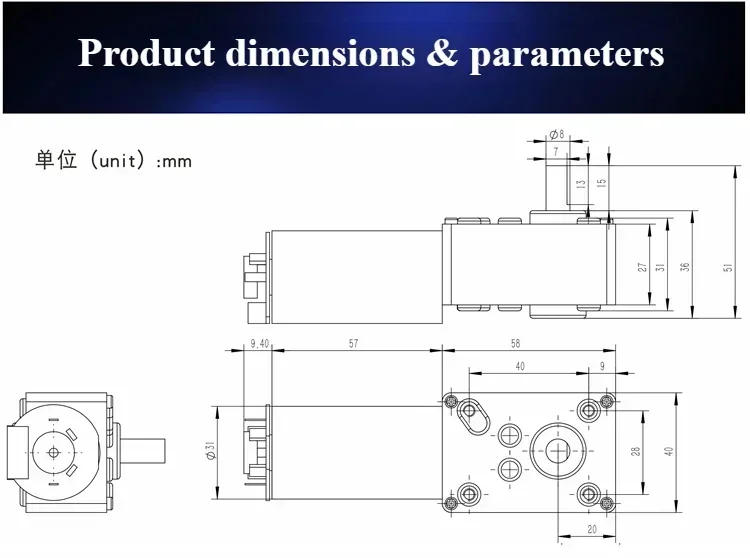 Description Picture 4 of item5840-31ZY Scroll Hall Encoder Geared Motor 12V 24V Hanger Motor Metal Gear Forward Reverse