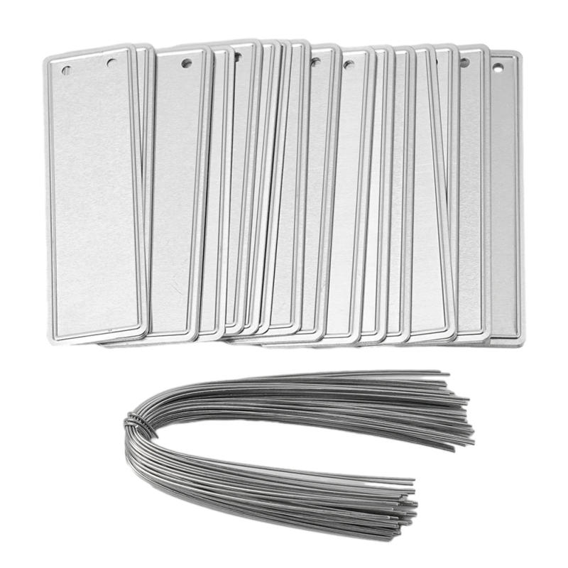 Description Picture 2 of item50pcs Aluminum Plant Labels Double Sided Metal Labels Tree ID Tag Waterproof Iron Wire Garden Supplies Plant Markers Labels