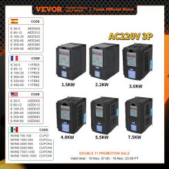 VEVOR VFD Inverter Variable Frequency Drive Converter 1.5/2.2/3.0/4.0/5.5/7.5KW AC 220V 3P Output Speed Controller for Motor CNC