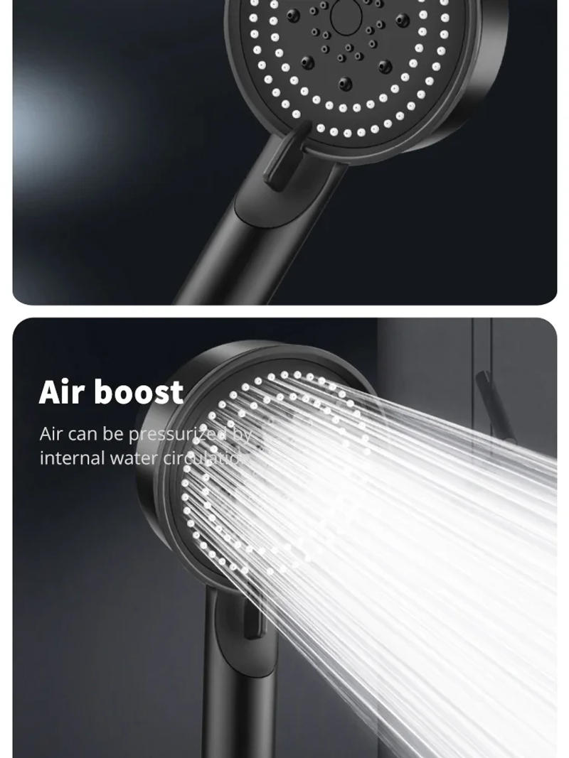 Description Picture 5 of item5 Mode Pressure Boost Shower Head Multifunction Adjustable Large Water Yield Shower Nozzle Massage Shower Bathroom Accessory