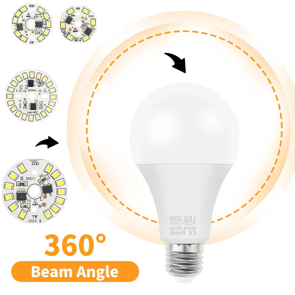 Description Picture 3 of itemLED Bulb Patch Lamp SMD Plate Circular Module Light Source Plate For Bulb Light AC 220V-240V Led Downlight Chip Spotlight LED