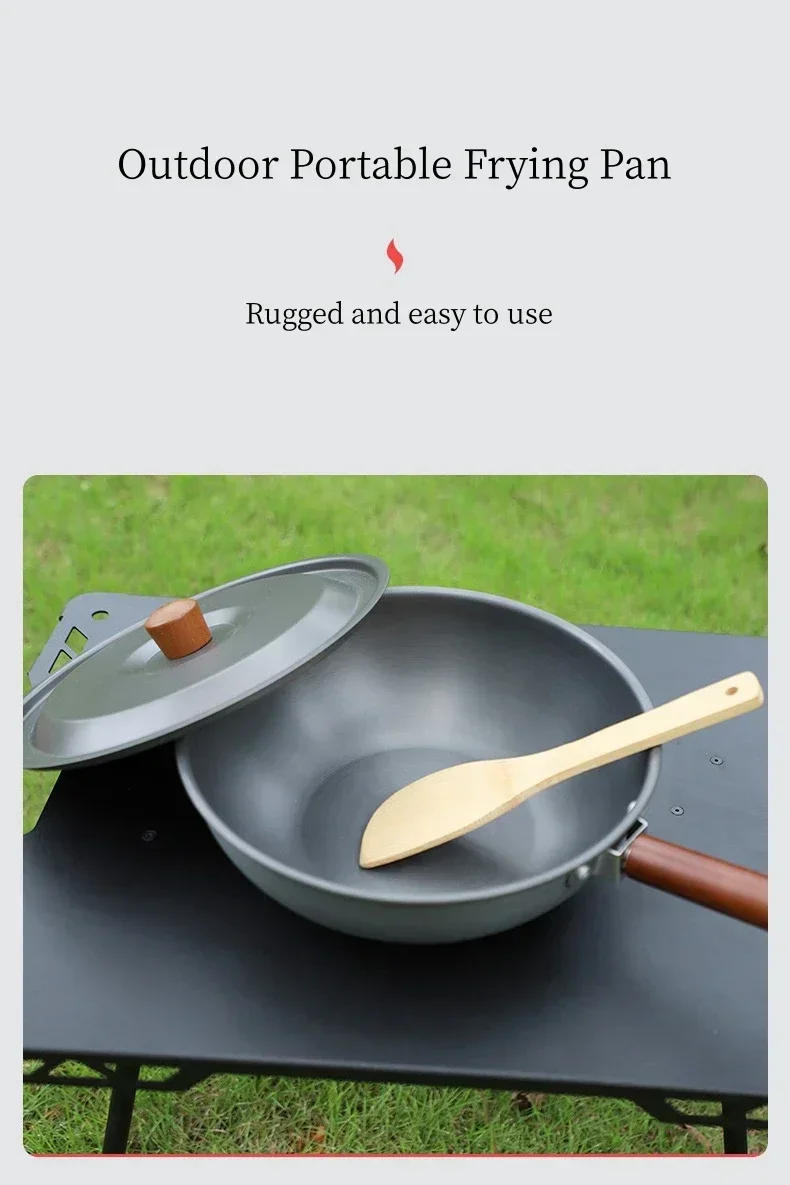 Description Picture 2 of itemPortable Outdoor Frying Pan With Handle Storage Bag For Camping Hiking Picnic Cookware Wok Lightweight Non-stick Frying Pan