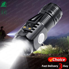 3LED Super Bright Flashlight Portable Mini Burst Flash Torch Rechargeable Outdoor Emergency Spotlight with Pen Clip Tail Magnet