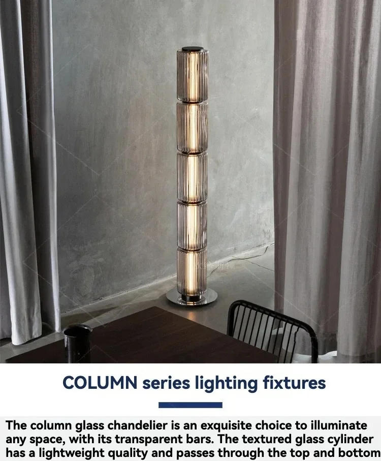 Description Picture 3 of itemItaly Design Nordic Cylinder Glass LED Floor Lights For Sofas Living Room Bedroom Decor Stand Lighting Modern Bright Floor Lamps