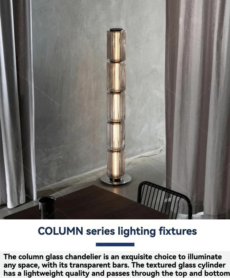 Description Picture 3 of itemItaly Design Nordic Cylinder Glass LED Floor Lights For Sofas Living Room Bedroom Decor Stand Lighting Modern Bright Floor Lamps