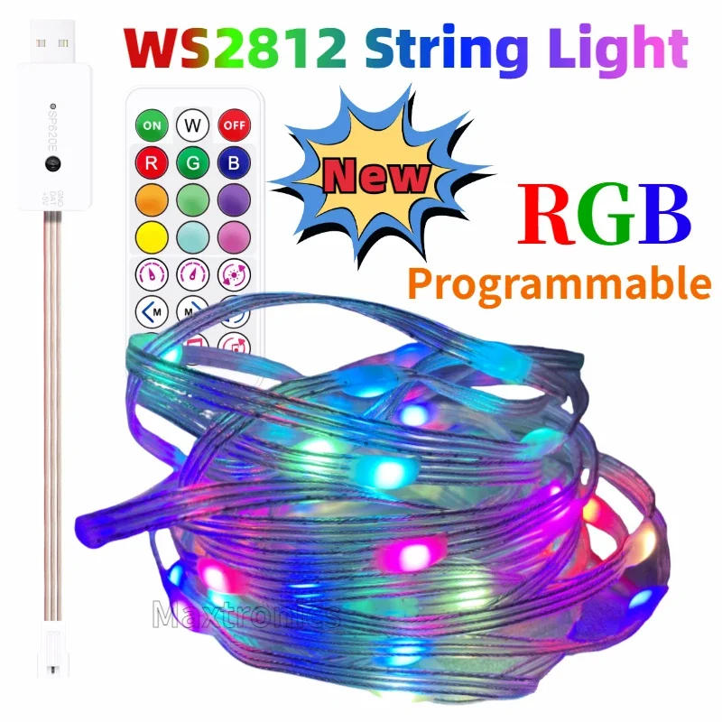 Description Picture 2 of item5M DC5V WS2812B RGBIC Color LED String Lights /Bluetooth Music Controller USB Plug SP620E for Room Decor Christmas Fairy Lamp
