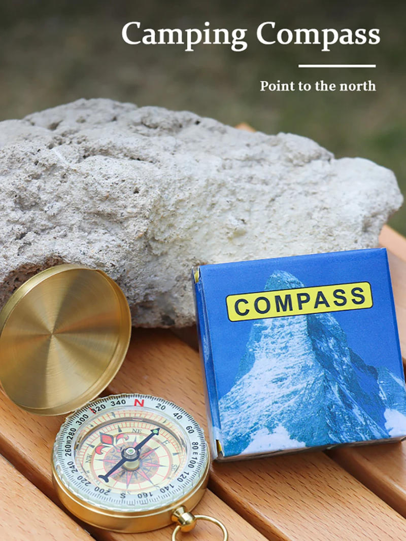 Description Picture 2 of itemG50 Camping Compass Pure Copper Pocket Watch Multifunctional Covered Luminous Retro Flip Cover Compass For Outdoor Hiking