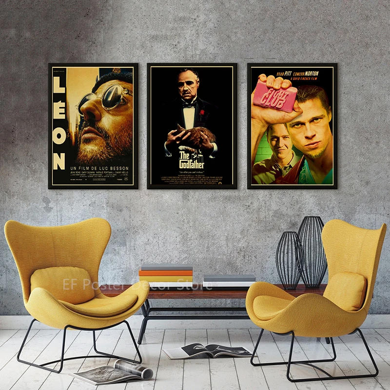 Description Picture 3 of itemHot Classic Movie Poster Leon Godfather TV Film Prints Posters Vintage Home Room Club Wall Decor Gift Art Picture Retro Painting