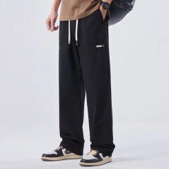 2024 Spring/summer Cotton Thin Straight Leg Men's Loose Wide-leg Casual Pants Joggers Trousers Men Clothing