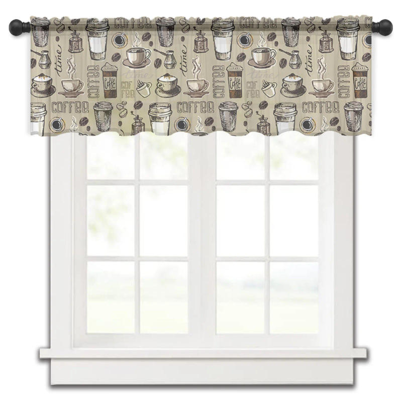 Description Picture 4 of itemPastoral Sunflower Plaid Short Tulle Window Curtains Sheer Voile Curtain Kitchen Cabinet Valance Bedroom Home Decor Small Drapes