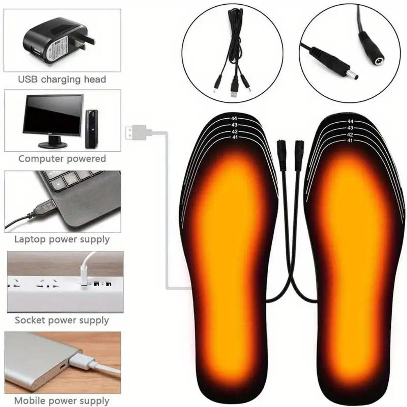 Description Picture 2 of itemHeated Shoe Insoles Electric Warming Pad Insoles Cuttable Electric Heating Insoles Washable Heating Insoles Heating Foot Warmers