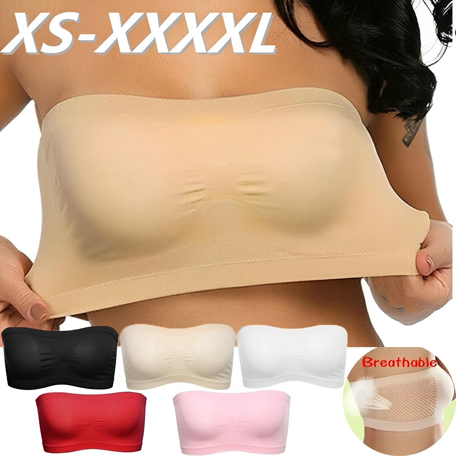 Description Picture 2 of itemSummer Breathable Mesh Invisible Strapless Chest Wraps Tube Tops Lady Elastic Strapless Crop Top Bra Bandeau Boob Tube Brassiere