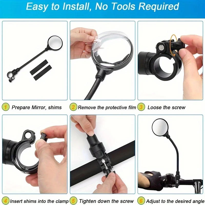 Description Picture 6 of item1/2PCS Bicycle Rearview Mirror 360 Degree Bike Rear View Mirror Wide-Angle Convex Bike Handlebar Mirrors Fit 22-32mm Bike Part