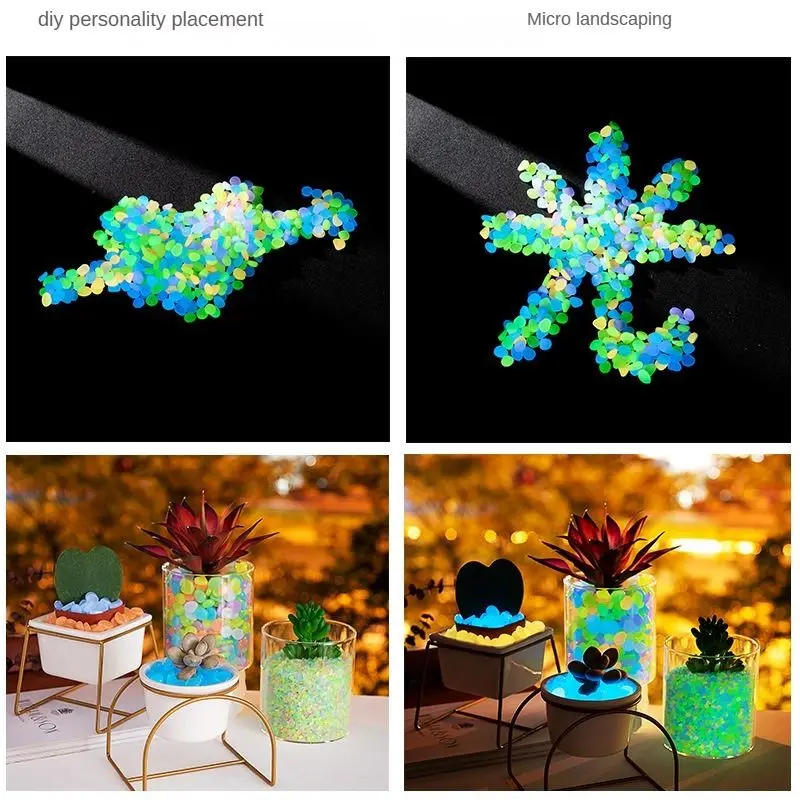 Description Picture 3 of item100Pcs small artificial luminous stone vase decoration pot Luminous stone 0.5 g fluorescent fish tank landscape pebbles
