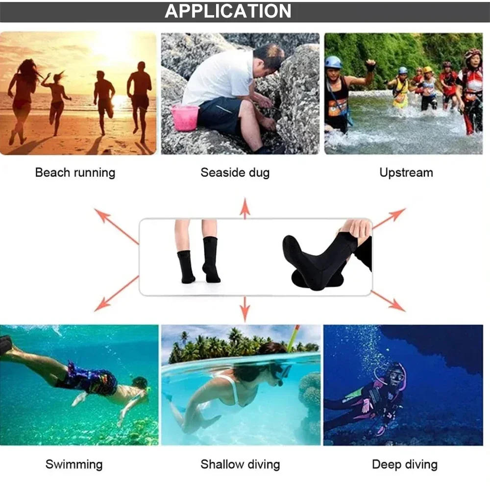 Description Picture 3 of item5mm Neoprene Socks 3mm Wetsuit Shoes Non-slip Surf Swimming Fins Socks Elasticity Beach Boots Warm Socks for Snorkeling Diving