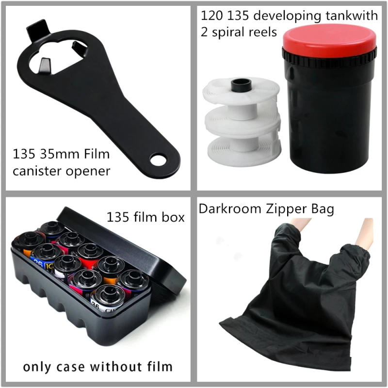 Description Picture 2 of item135 Darkroom set Developing Kit Film Processing 120 135 35mm 8x Magnifier Opener Timer 135 film box film opener