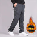 Streetwear Men Trousers Winter Warm Casual Pants Large Size Plus Velvet Thick Overalls Fashion Straight Loose Sports Pants