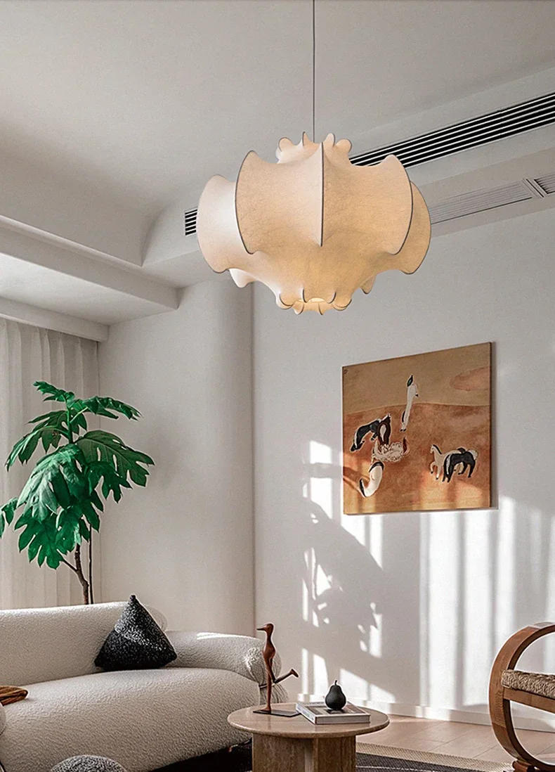 Description Picture 6 of itemCreative Silk Pendant Light Shop Bar Coffee Fabric Chandelier Living Room Bedroom Ceiling Light for Home and Decoration Lustre