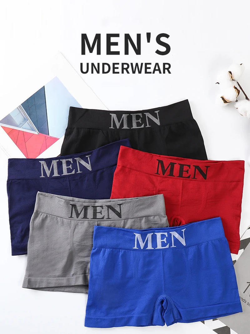 Description Picture 3 of item5PCS Wholesale One Size Men's Underwear Men's Mid Rise Plus Size Sports Seamless Comfortable Breathable Teen Boxer Briefs