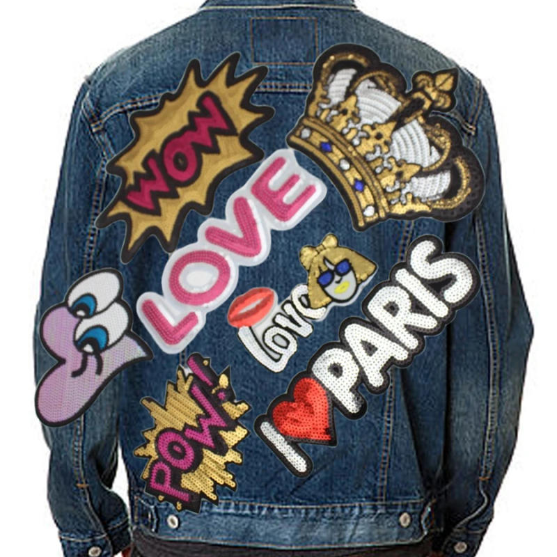 Description Picture 6 of itemBig Sequin Applique Patches Transfer for clothing Backpacks Jackets Iron-on Stitch Sewing Applications Adhesive Thermoadhesive