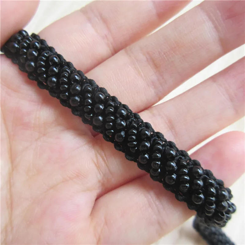 Description Picture 6 of item10mm Width Pearl Beaded Embroidered Lace Trim Ribbon Fabric Handmade Sewing Craft For Costume Hat Shoes Decoration white Black