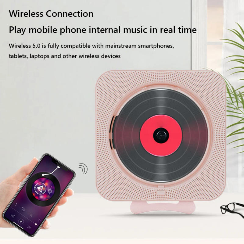 Description Picture 6 of itemPortable 3.5mm Music Player LED Display Bluetooth-compatible 5.1 3.5mm CD Players FM Radio Stereo Speaker CD Player with Bracket