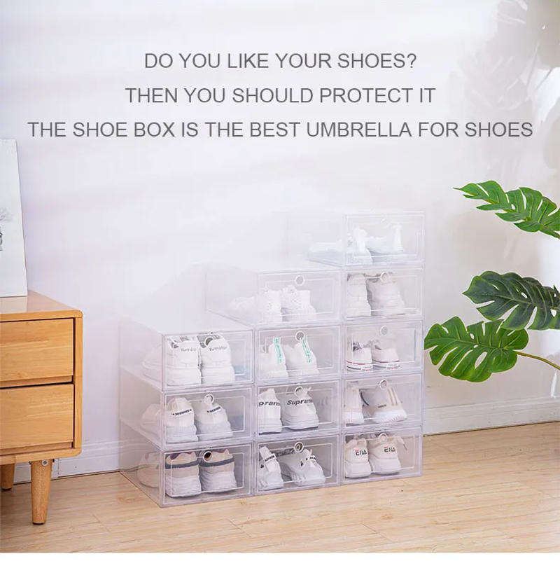 Description Picture 4 of item6pcs/set Transparent Plastic Shoes Case Thickened Drawer Case Plastic Shoe Boxes Stackable Box Shoe Organizer Shoebox