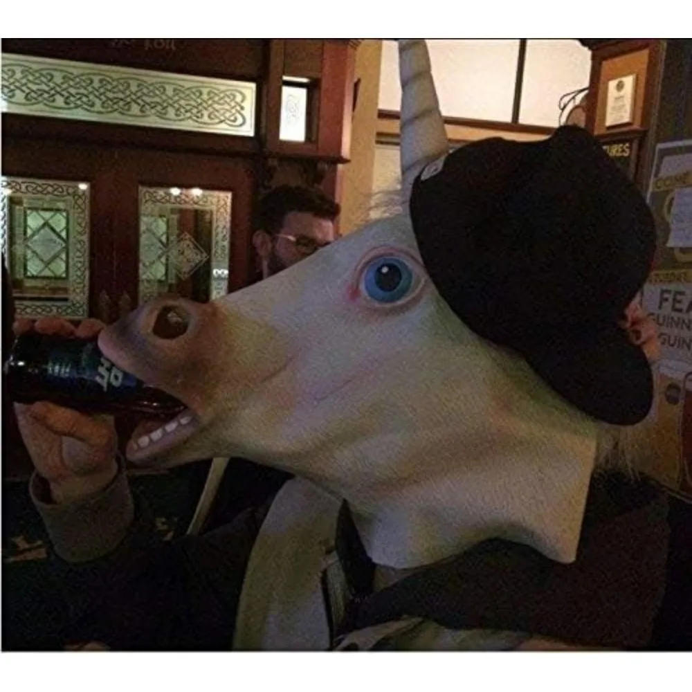 Description Picture 3 of itemAnimal Head Mask Costume Party Unicorn Horse Panda Luminous Head Mask Latex Funny Zoo Prop Full Face Covering Helmet Headgear