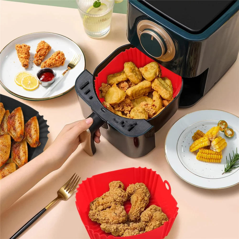 Description Picture 5 of itemAir Fryer Silicone Tray Oven Baking Tray Pizza Fried Chicken Baking Tool Reusable Liner Easy to Clean airfryer Silicone Basket