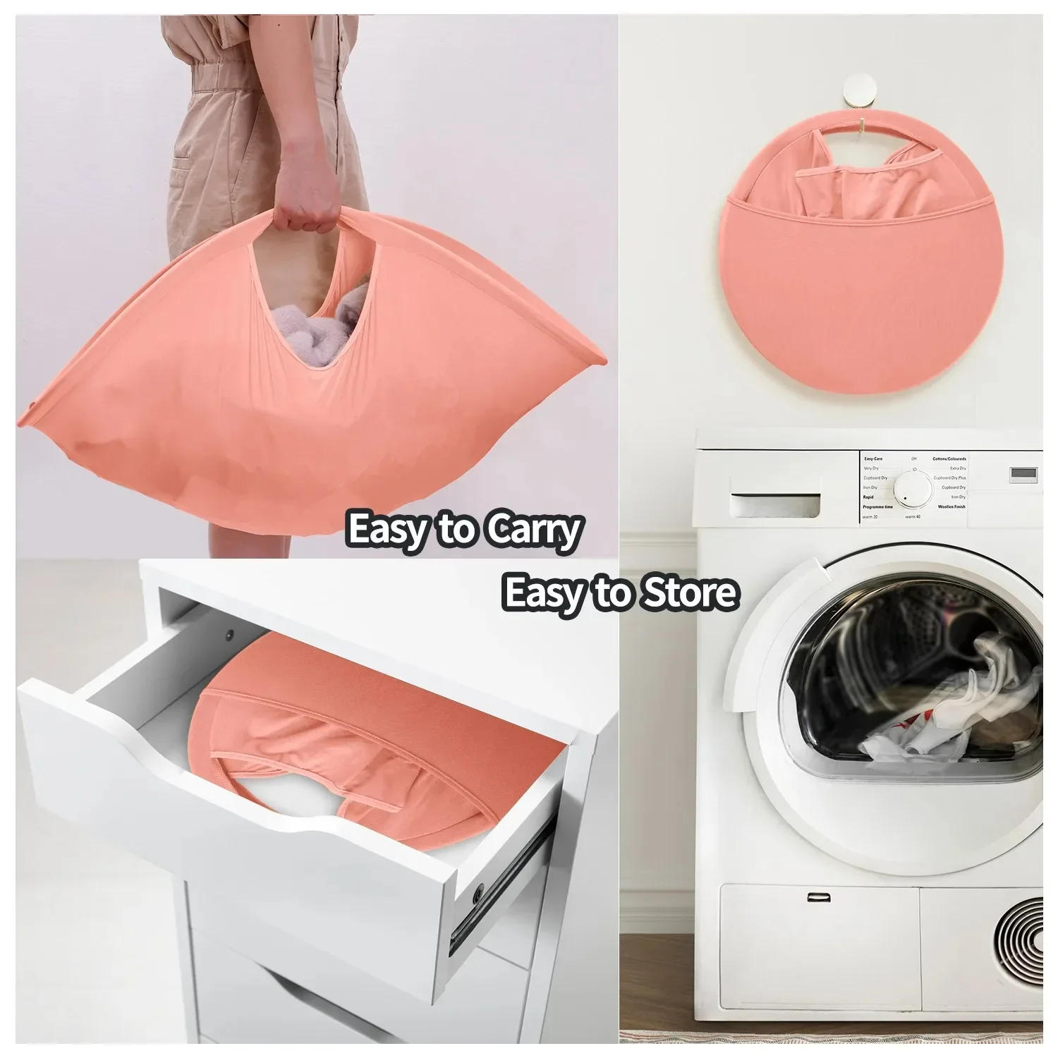 Description Picture 3 of item26-inch Laundry Storage Basket Dirty Clothes Bag Portable Container Foldable Pop-up Basket Home Space Saving Organizer