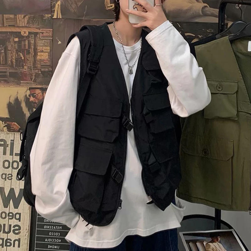 Description Picture 4 of itemCargo Waistcoat Vest Vacation Casual Coat Daily Holiday Jackets Men Outerwear Sleeveless Solid Color Brand New