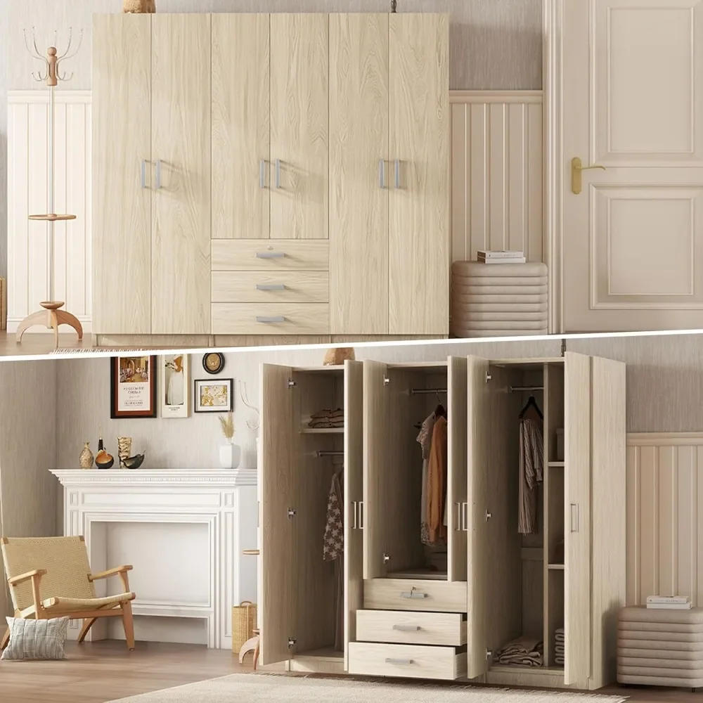 Description Picture 6 of item6 wooden coat cabinets, bedroom clothes organizer (brown)